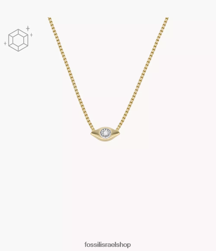 Fossil נשים שרשרת תחנת יהלומים שגדלה במעבדה בציפוי 14k עין הרע L8J0B6915 תכשיט זהב