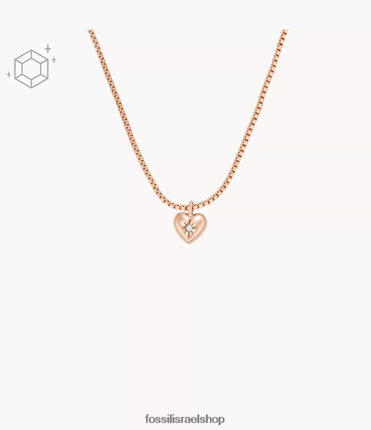Fossil נשים אהבה אמיתית בציפוי 14k שקופה במעבדה שגודלה תחנת יהלומים L8J0B6924 תכשיט ורוד זהב