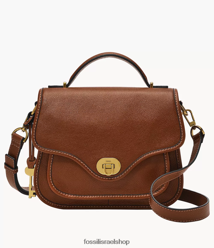 Fossil נשים ידית עליונה מורשת Crossbody L8J0B6281 תיק חום
