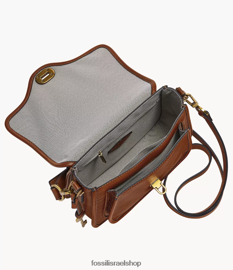 Fossil נשים ידית עליונה מורשת Crossbody L8J0B6281 תיק חום