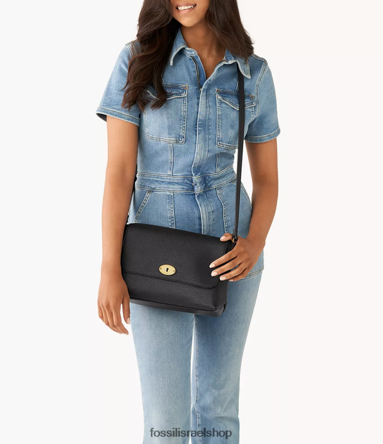 Fossil נשים גבריאלה מדש בינוני Crossbody L8J0B6530 תיק שָׁחוֹר