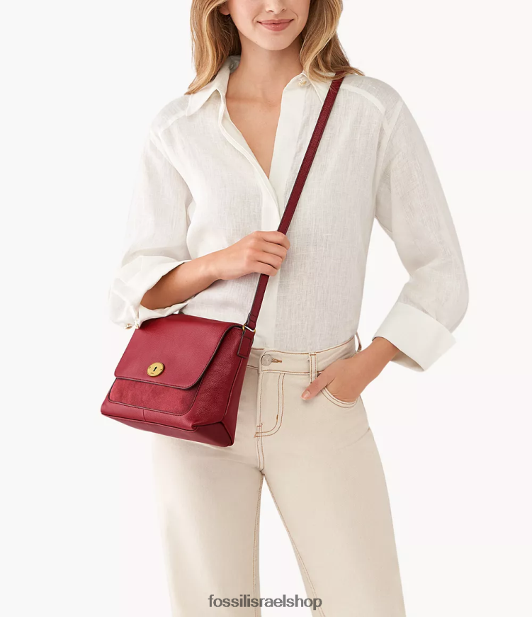 Fossil נשים גבריאלה דש Crossbody L8J0B6539 תיק אָדוֹם