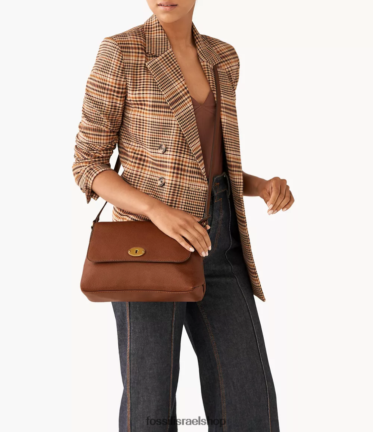 Fossil נשים גבריאלה מדש בינוני Crossbody L8J0B6621 תיק חום