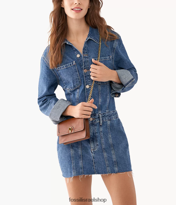 Fossil נשים ארנק אינסלי Crossbody L8J0B6871 תיק חום