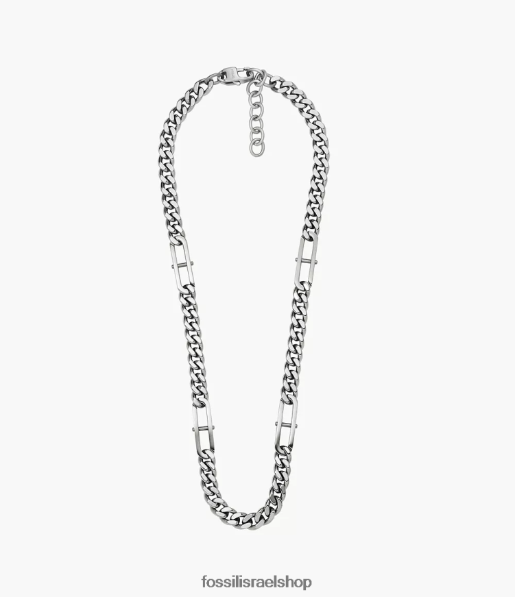 Fossil גברים שרשרת שרשרת נירוסטה D-Link L8J0B61915 תכשיט בגוון כסף