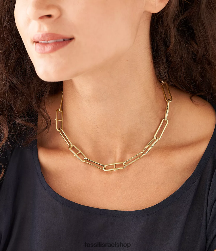 Fossil נשים שרשרת שרשרת נירוסטה D-Link L8J0B6902 תכשיט גוון זהב