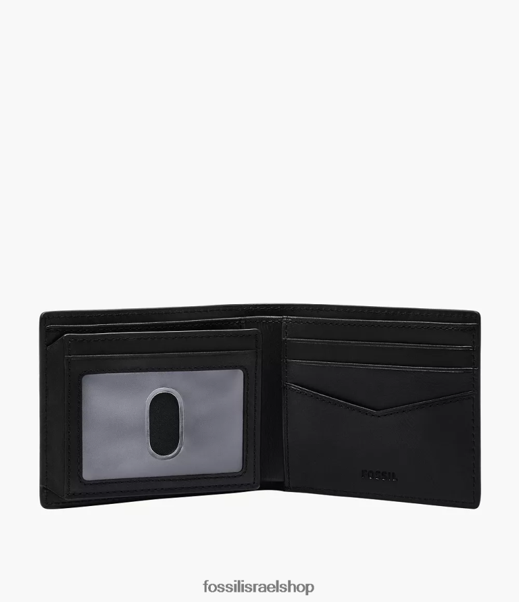 Fossil גברים Everett Bifold עם מזהה Flip L8J0B61670 ארנק שָׁחוֹר