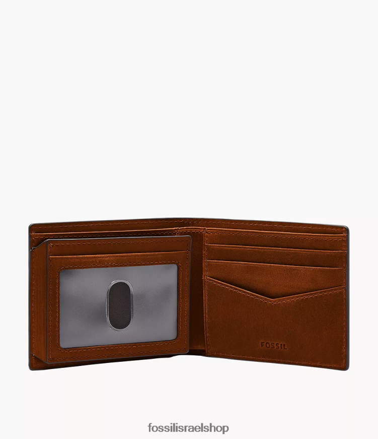 Fossil גברים Everett Bifold עם מזהה Flip L8J0B61678 ארנק חום