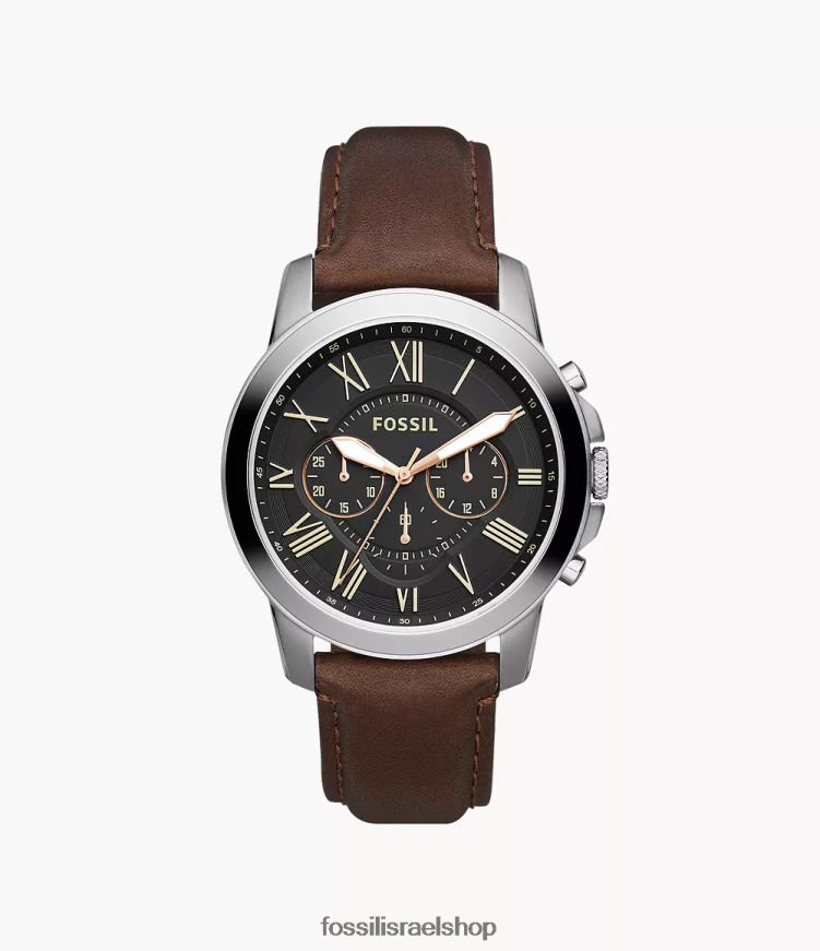 Fossil גברים Grant שעון עור כרונוגרף L8J0B61424 שעון חום
