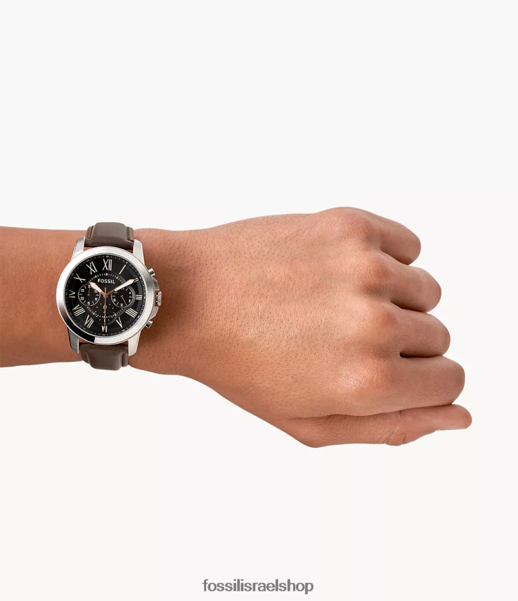 Fossil גברים Grant שעון עור כרונוגרף L8J0B61424 שעון חום