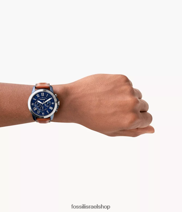 Fossil גברים Grant שעון עור בהיר כרונוגרף L8J0B61446 שעון חום