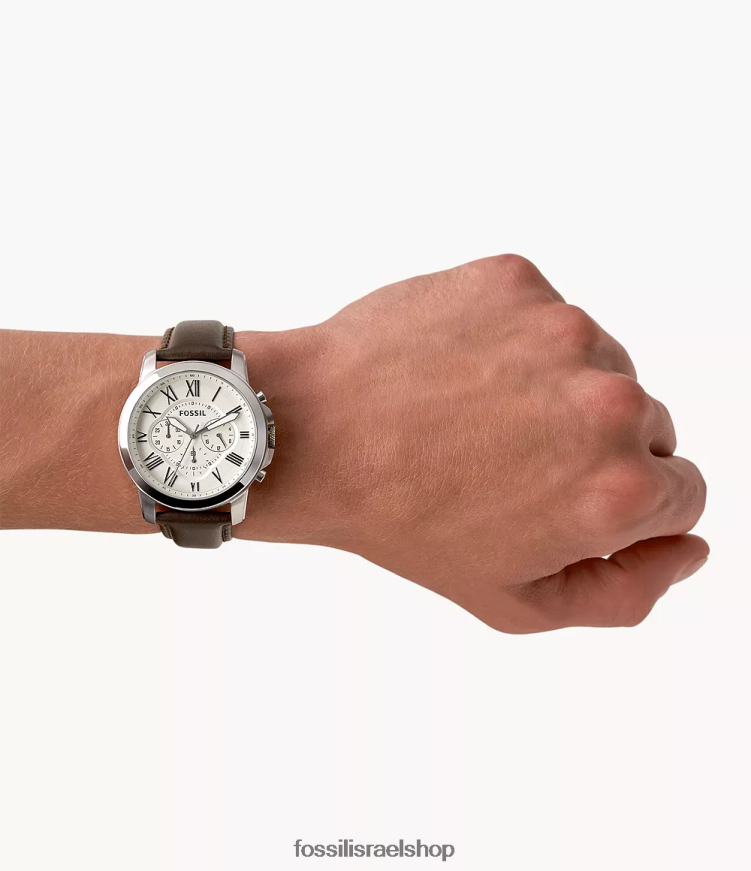 Fossil גברים Grant שעון עור כרונוגרף L8J0B61451 שעון חום