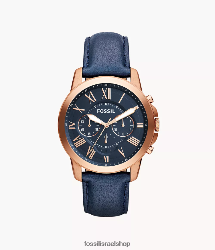 Fossil גברים Grant שעון עור כרונוגרף L8J0B61453 שעון חיל הים