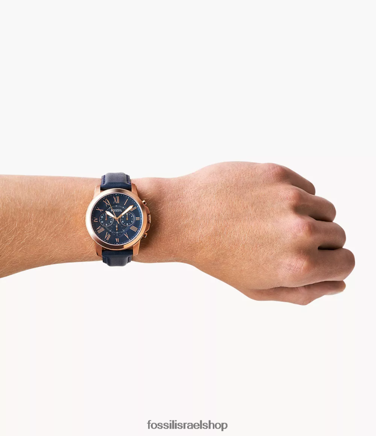 Fossil גברים Grant שעון עור כרונוגרף L8J0B61453 שעון חיל הים