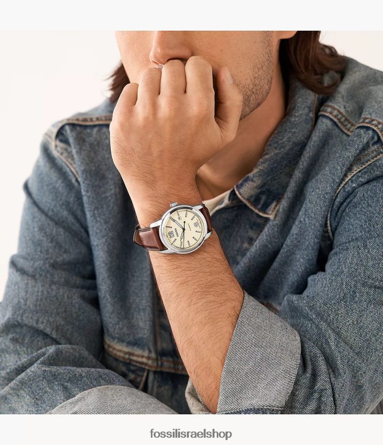 Fossil גברים Heritage שעון עור לייטהייד אוטומטי L8J0B61454 שעון חום