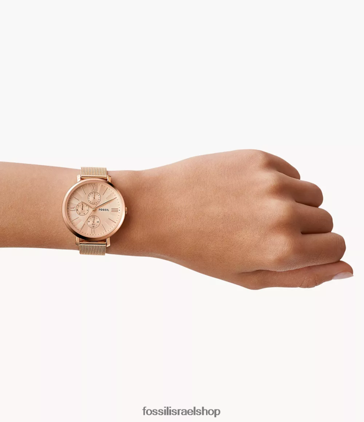 Fossil נשים שעון רשת מנירוסטה רב תכליתי Jacquline L8J0B645 שעון בגוון זהב ורדרד