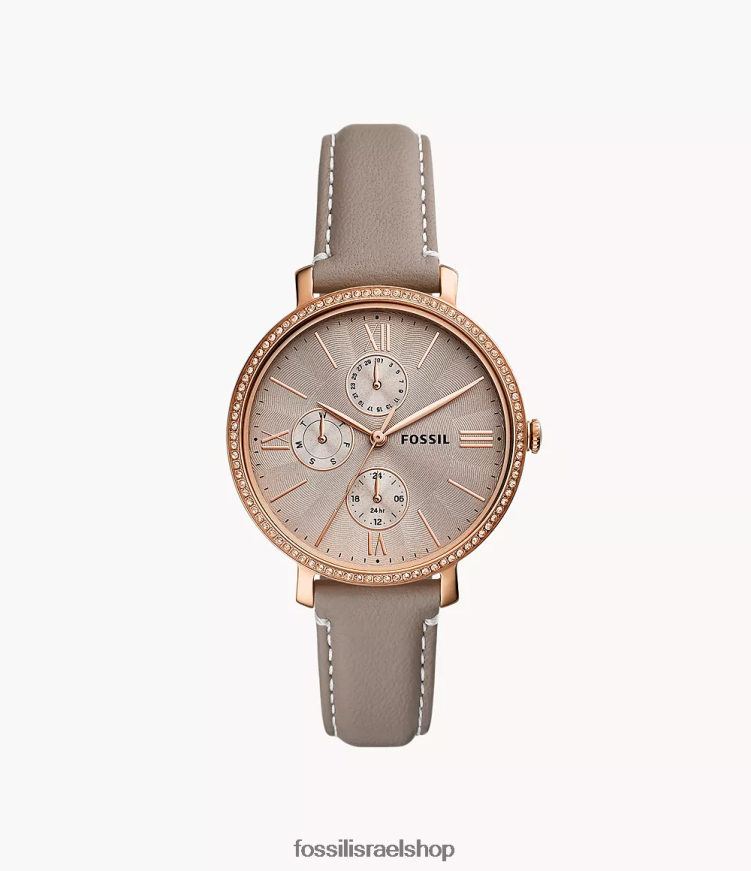 Fossil נשים שעון עור לייט-היד רב תכליתי Jacquline L8J0B689 שעון אפור