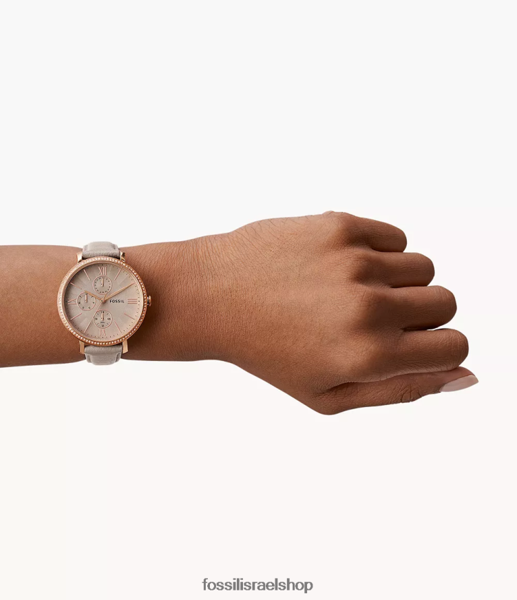 Fossil נשים שעון עור לייט-היד רב תכליתי Jacquline L8J0B689 שעון אפור
