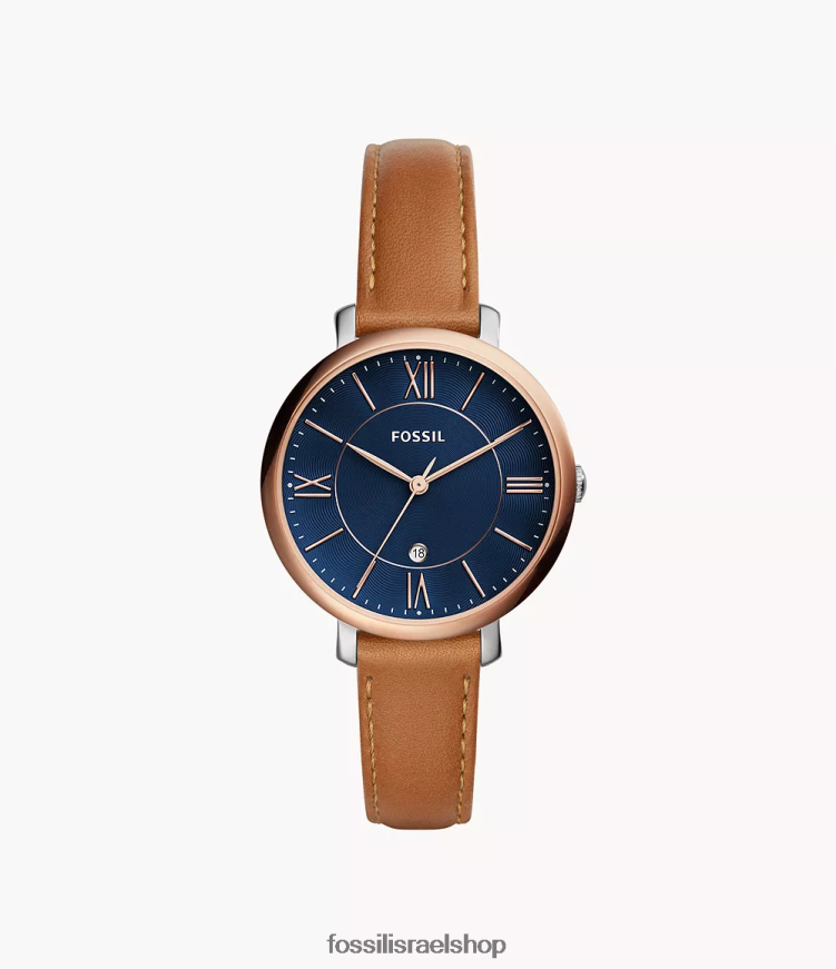Fossil נשים שעון עור מזוודות ג'קלין תלת ידיים L8J0B6100 שעון חום