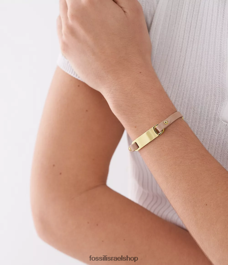 Fossil נשים צמיד רצועת עור מורשת פלאק L8J0B61001 תכשיט חום לאטה