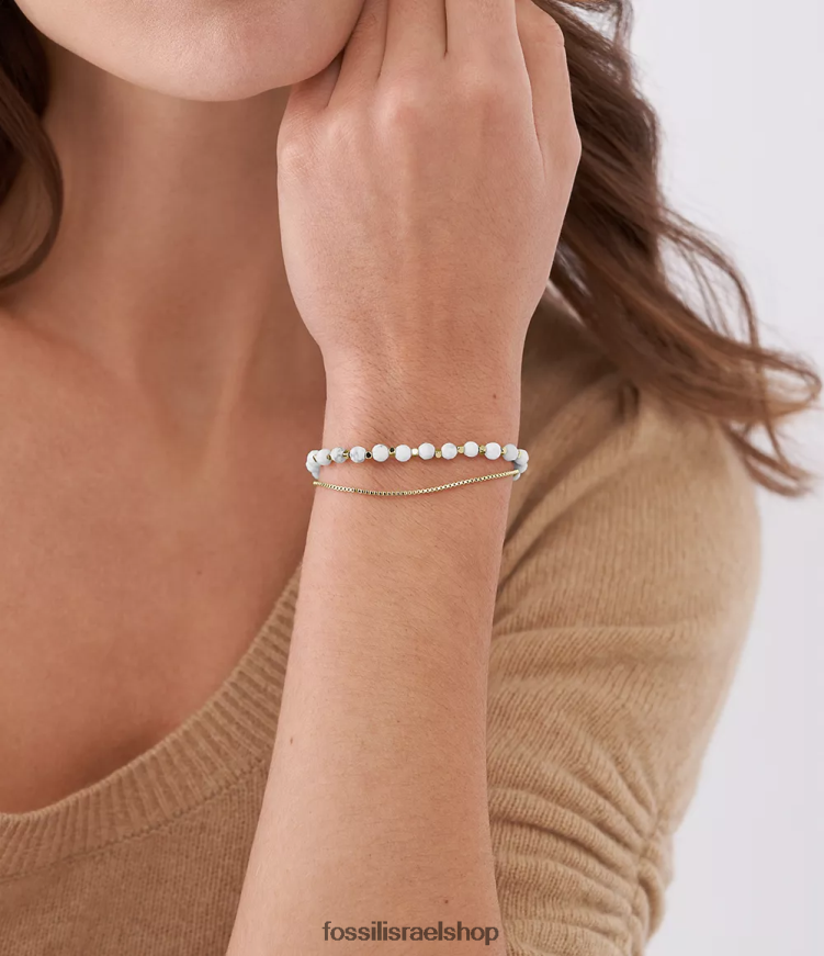 Fossil נשים צמיד חרוזים שרשרת מוערמים כולם L8J0B61004 תכשיט howlite