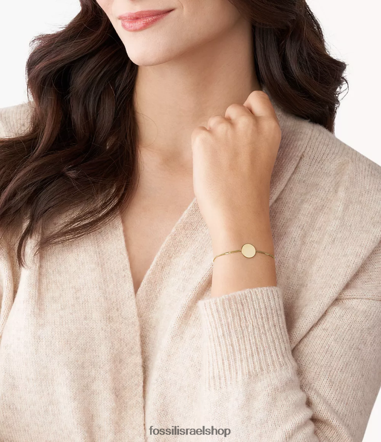 Fossil נשים צמיד נירוסטה ליין דיסק L8J0B61005 תכשיט גוון זהב