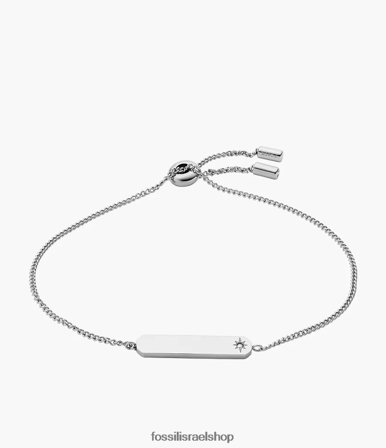 Fossil נשים צמיד שרשרת בר מפלדת אל חלד L8J0B61010 תכשיט בגוון כסף