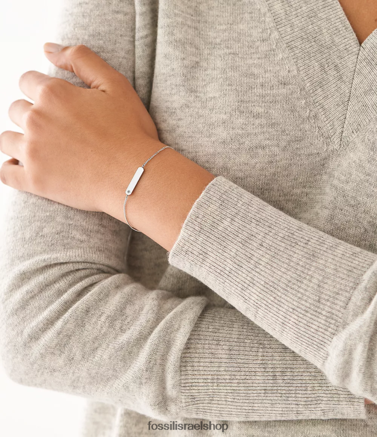 Fossil נשים צמיד שרשרת בר מפלדת אל חלד L8J0B61010 תכשיט בגוון כסף