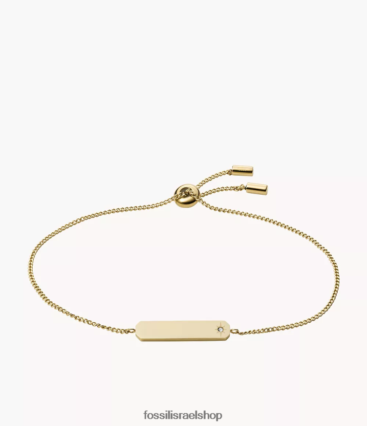 Fossil נשים צמיד שרשרת בר מפלדת אל חלד L8J0B61011 תכשיט גוון זהב