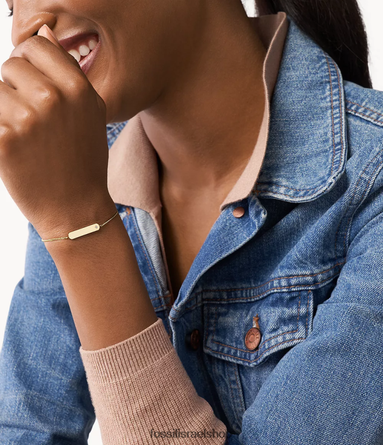 Fossil נשים צמיד שרשרת בר מפלדת אל חלד L8J0B61011 תכשיט גוון זהב