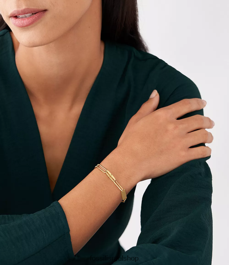 Fossil נשים צמיד שרשרת מנירוסטה חיוני של מורשת L8J0B61014 תכשיט גוון זהב