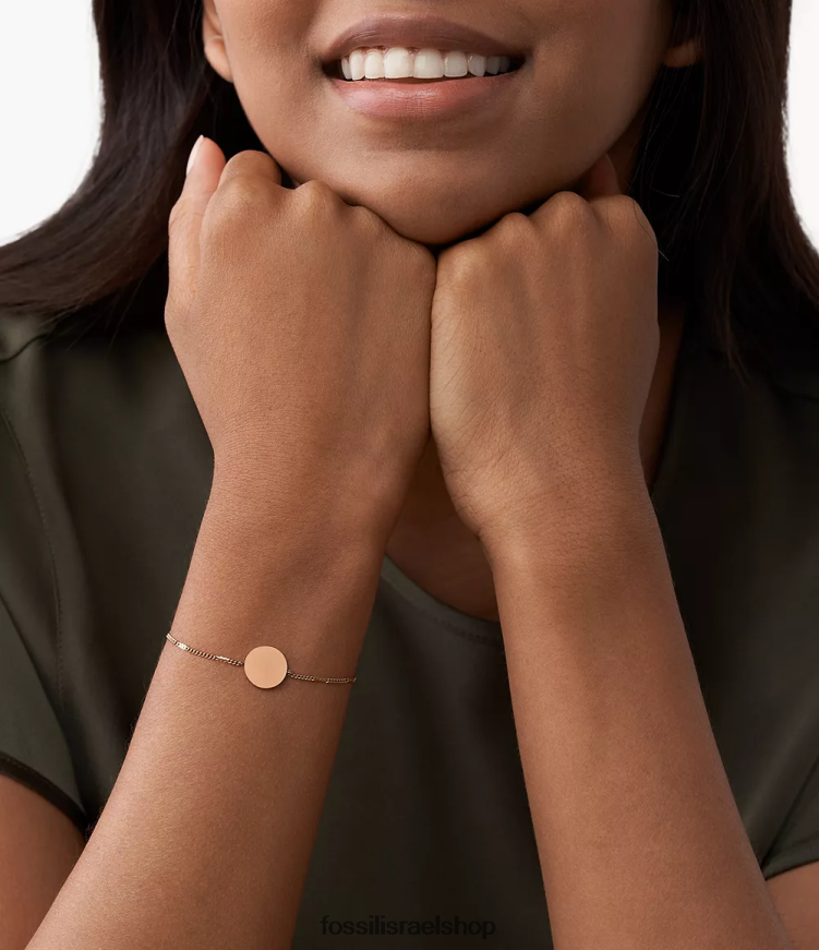 Fossil נשים צמיד דיסק ליין L8J0B61018 תכשיט בגוון זהב ורדרד