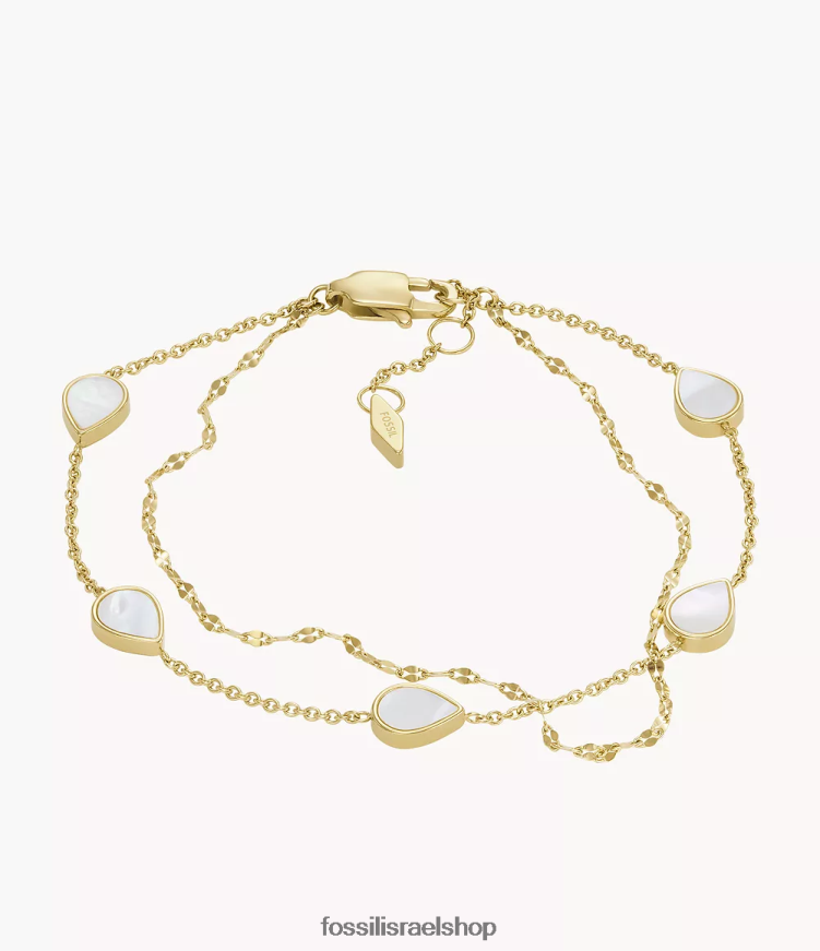 Fossil נשים צמיד שרשרת עם דמעות L8J0B61026 תכשיט אם הפנינה הלבנה