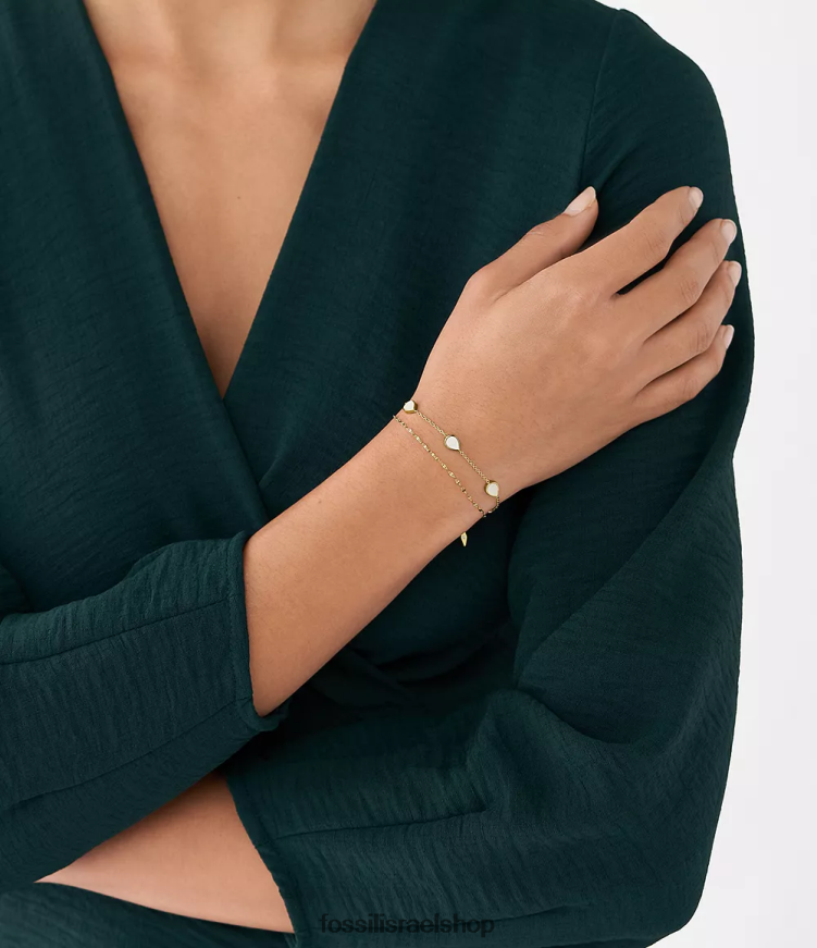 Fossil נשים צמיד שרשרת עם דמעות L8J0B61026 תכשיט אם הפנינה הלבנה