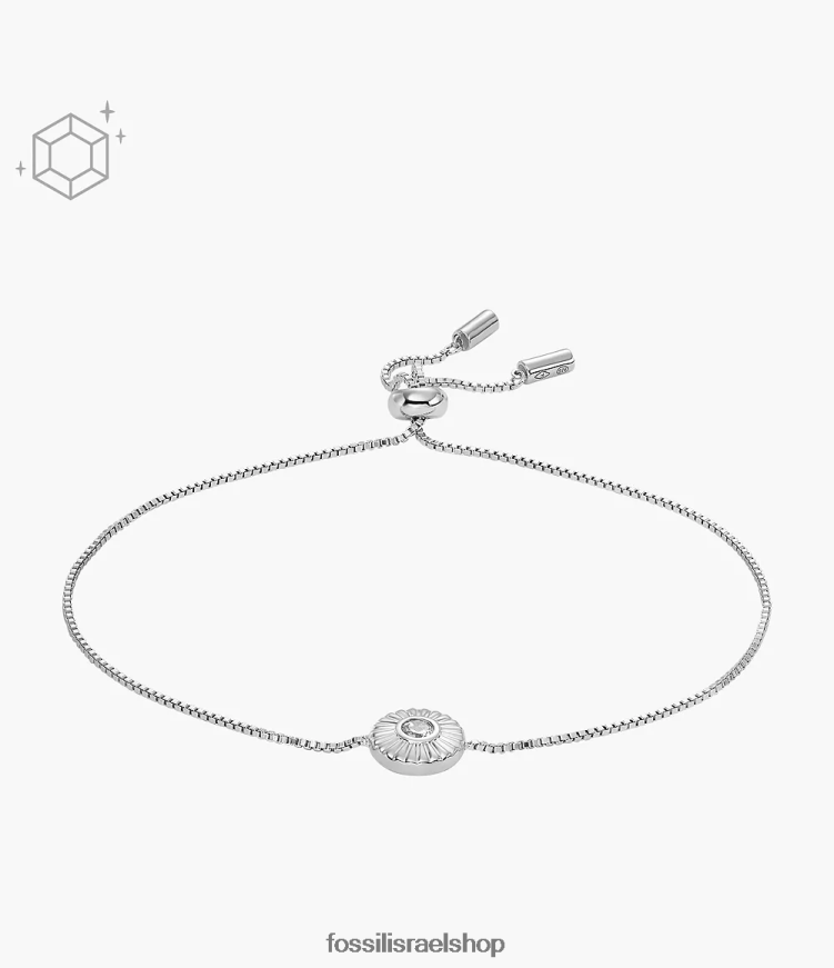 Fossil נשים צמיד שרשרת עיגול במרקם סטרלינג L8J0B61028 תכשיט כסף