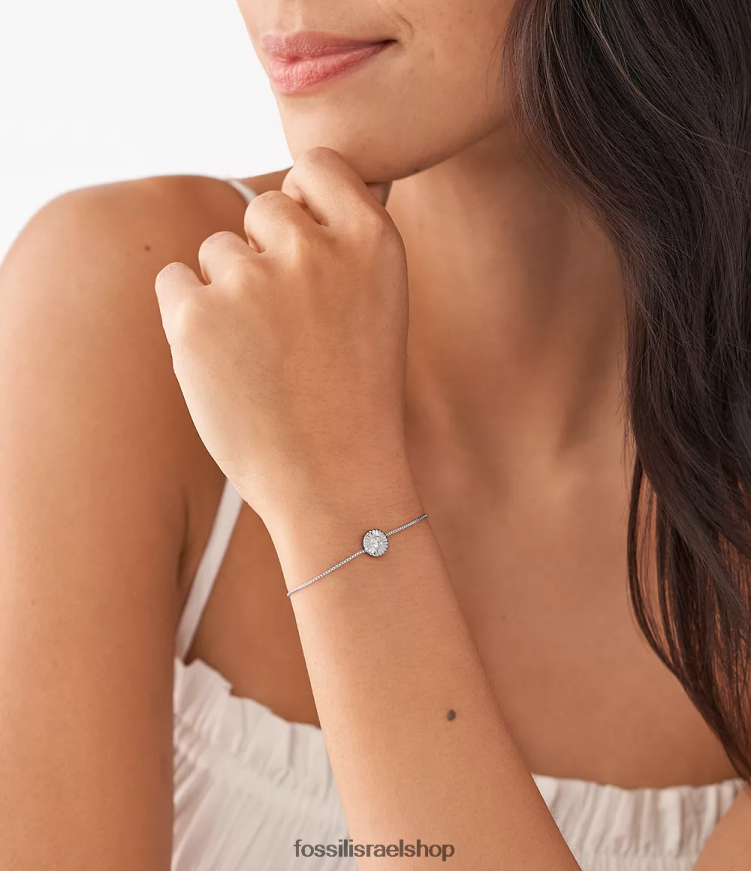 Fossil נשים צמיד שרשרת עיגול במרקם סטרלינג L8J0B61028 תכשיט כסף