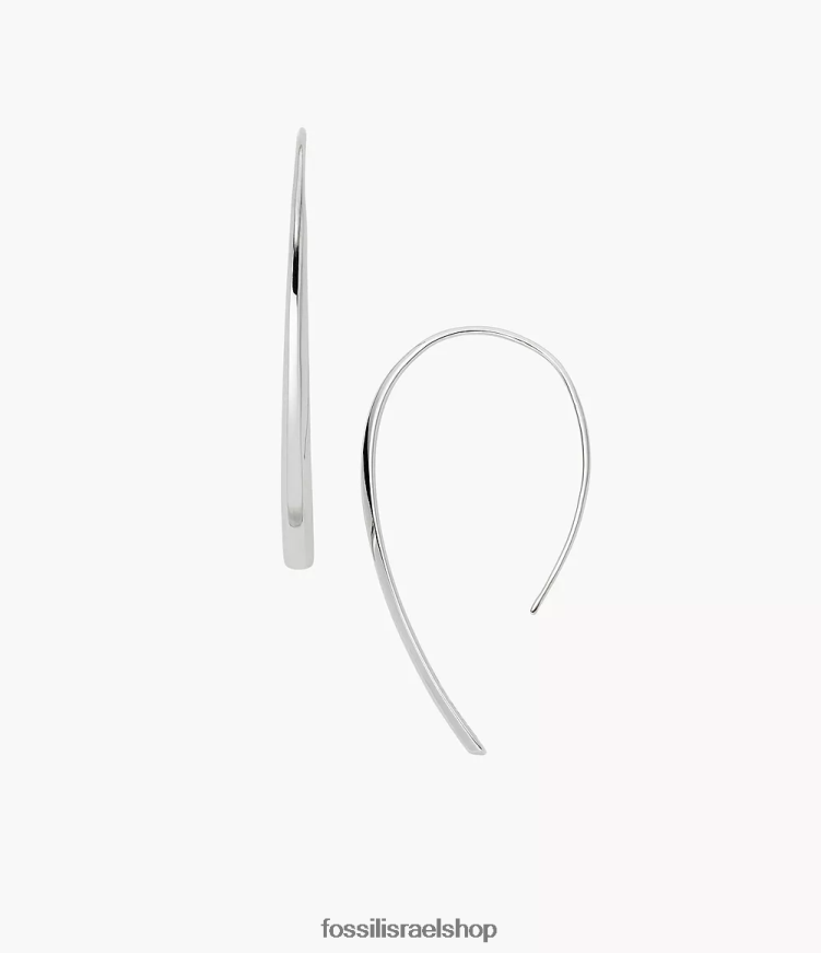 Fossil נשים עגיל חישוק משופע מפלדת אל חלד L8J0B61032 תכשיט כסף