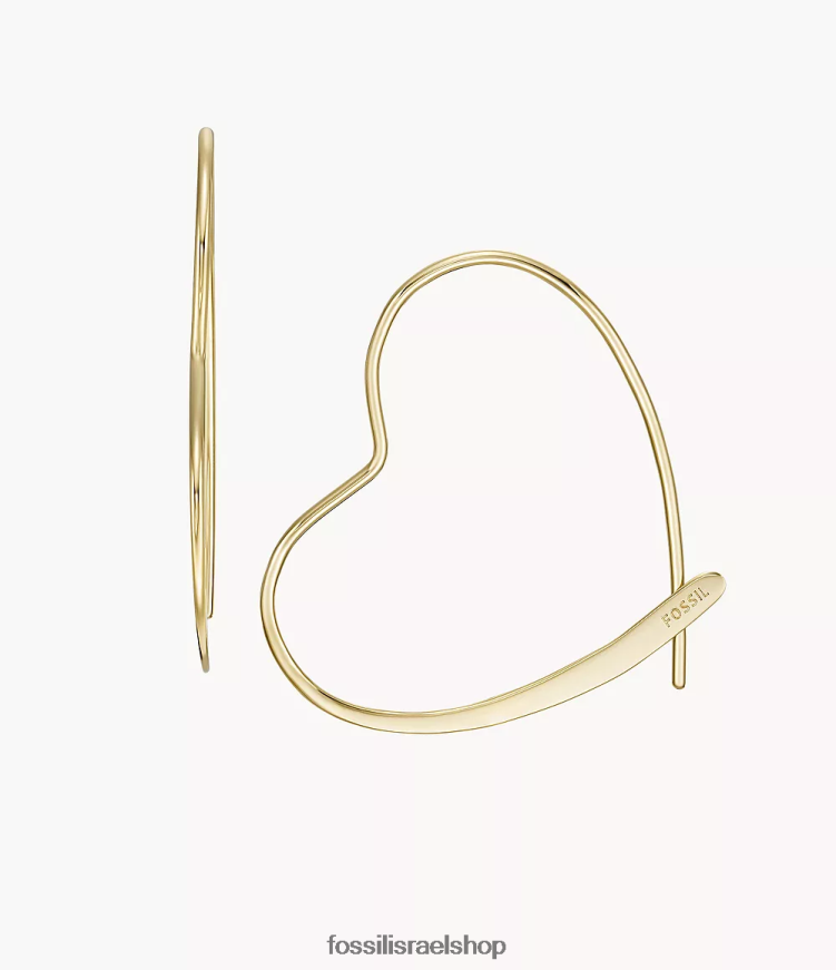 Fossil נשים כולם מוערמים עגילי חישוק לוחשת פליז L8J0B61036 תכשיט גוון זהב