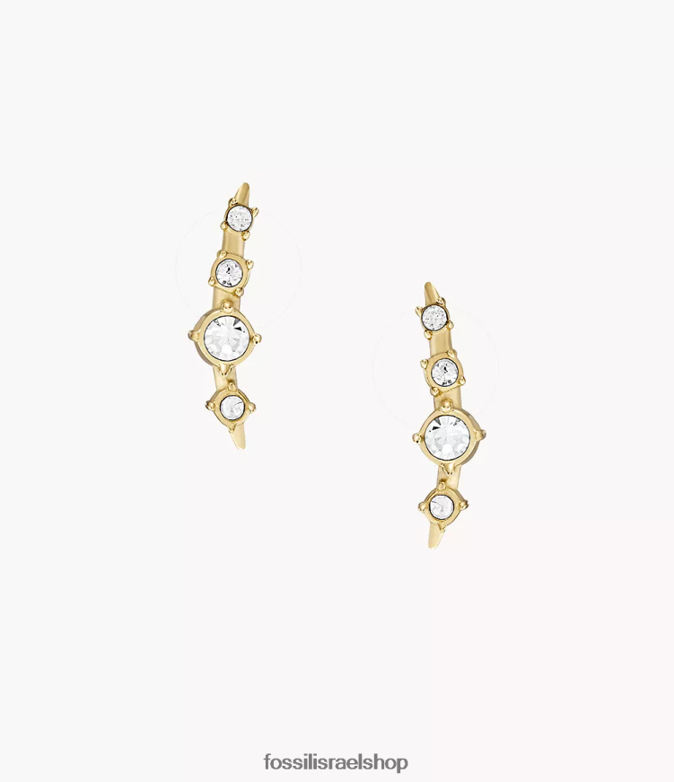 Fossil נשים כולם מוערמים עגילי מטפס מנירוסטה L8J0B61037 תכשיט גוון זהב