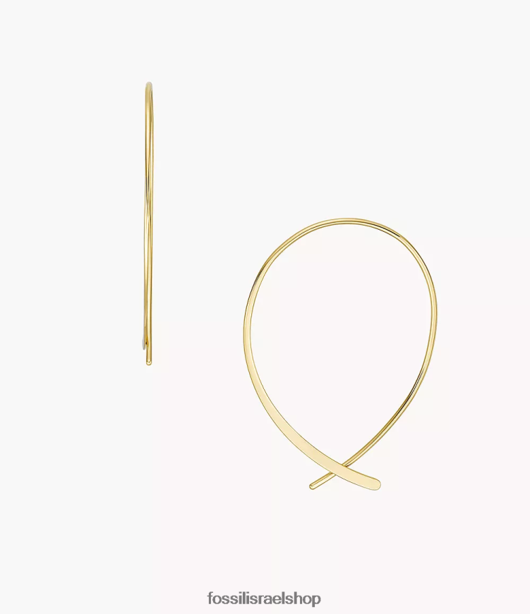 Fossil נשים כולם מוערמים עגילי חישוק לוחשת פליז L8J0B61039 תכשיט גוון זהב