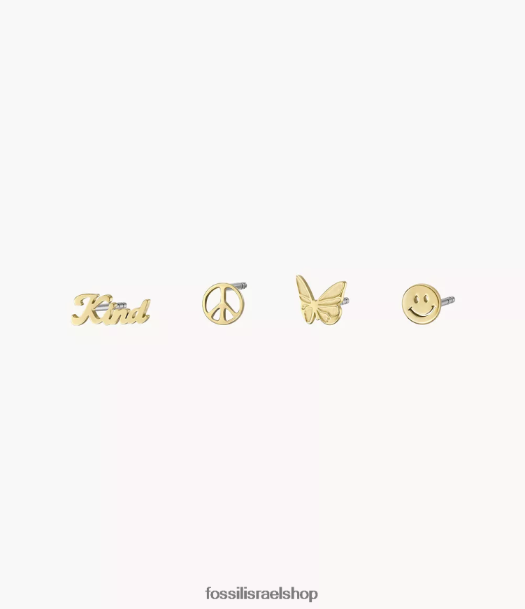 Fossil נשים סט עגילים צמודים מנירוסטה לה לה לנד L8J0B61047 תכשיט גוון זהב