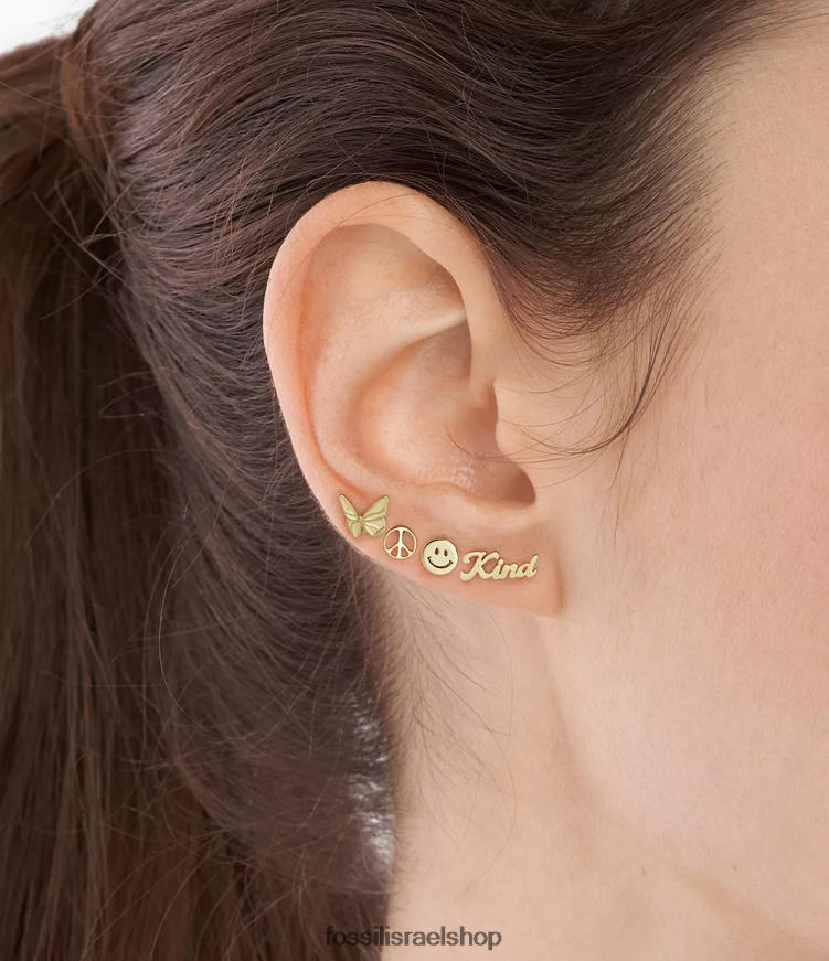 Fossil נשים סט עגילים צמודים מנירוסטה לה לה לנד L8J0B61047 תכשיט גוון זהב