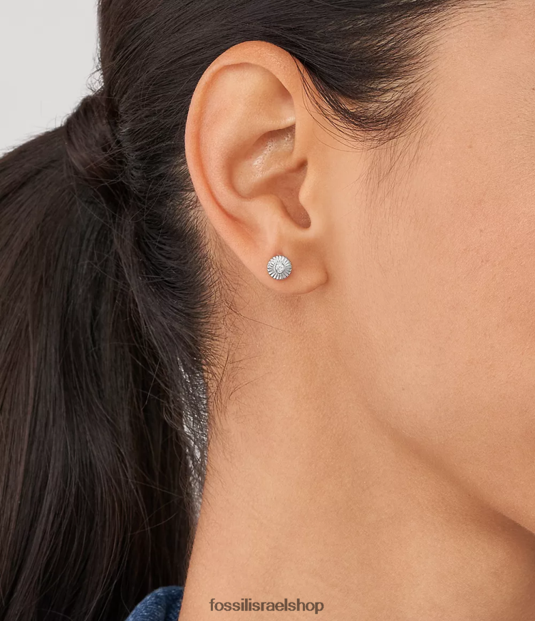 Fossil נשים עגילים צמודים במרקם סטרלינג L8J0B61055 תכשיט כסף