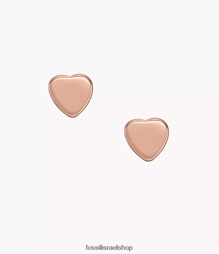 Fossil נשים לבבות עגילי נירוסטה צמודים L8J0B61057 תכשיט בגוון זהב ורדרד