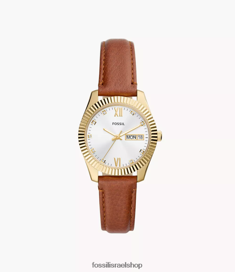 Fossil נשים שעון עור לייט-עור בשלוש ידיים של סקרלט L8J0B6106 שעון לְהִשְׁתַזֵף