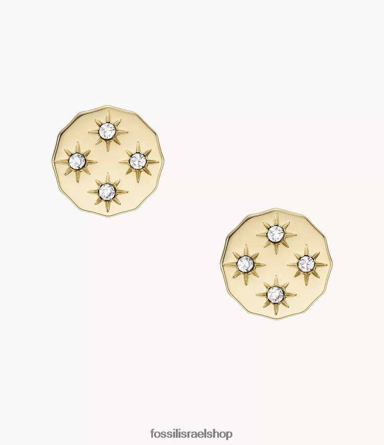 Fossil נשים עגילי נירוסטה עם קצה מסולסל L8J0B61061 תכשיט גוון זהב