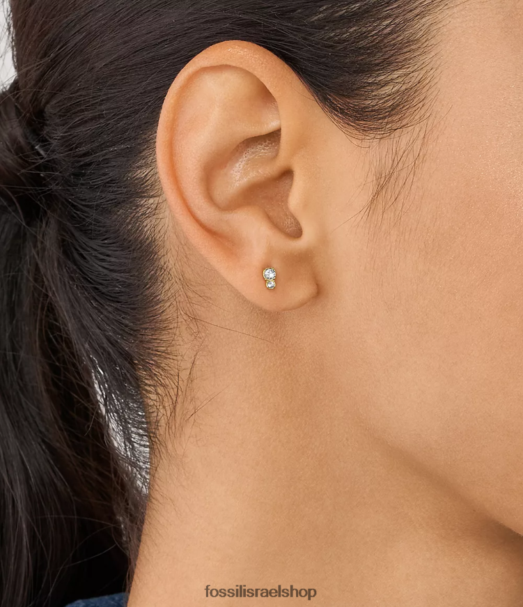 Fossil נשים כולם מוערמים עגילי נירוסטה צמודים L8J0B61064 תכשיט גוון זהב