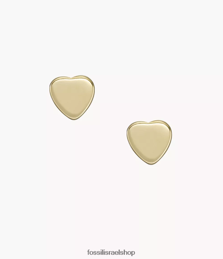 Fossil נשים לבבות עגילי נירוסטה צמודים L8J0B61065 תכשיט גוון זהב