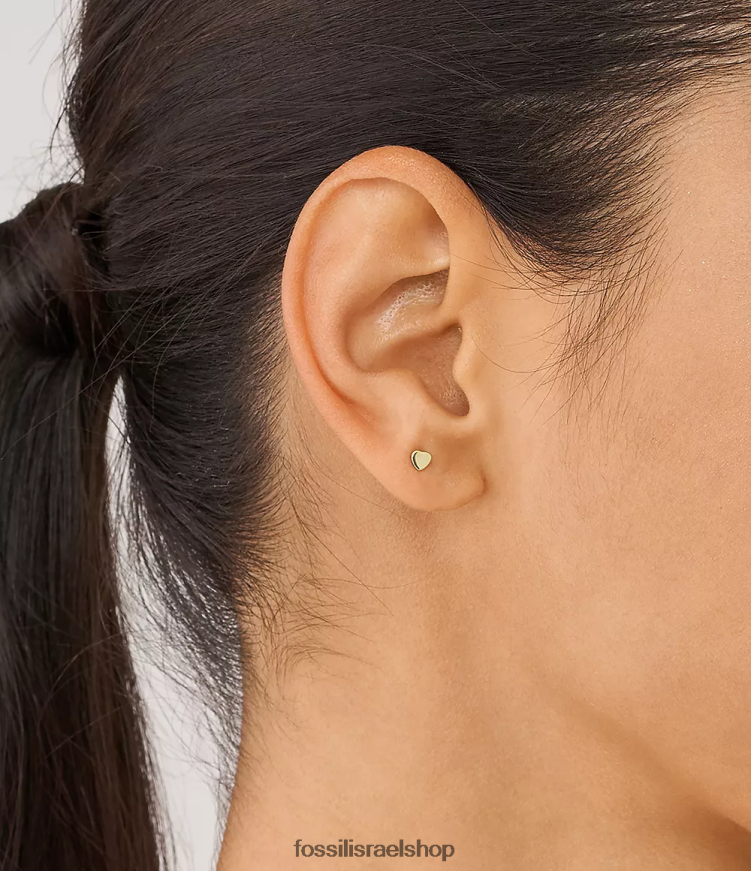 Fossil נשים לבבות עגילי נירוסטה צמודים L8J0B61065 תכשיט גוון זהב