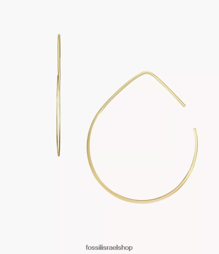 Fossil נשים כולם מוערמים עגילי חישוק לוחשת פליז L8J0B61066 תכשיט גוון זהב